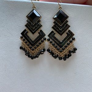 Gold and Black Statement Earrings